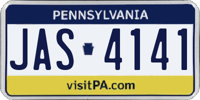 PA license plate JAS4141