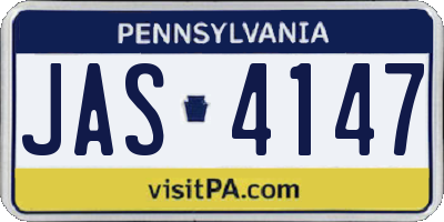 PA license plate JAS4147