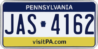 PA license plate JAS4162
