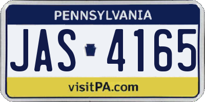 PA license plate JAS4165