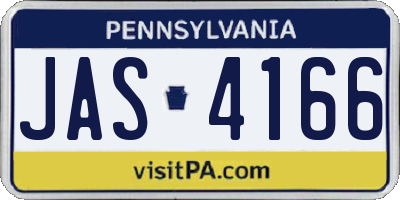 PA license plate JAS4166
