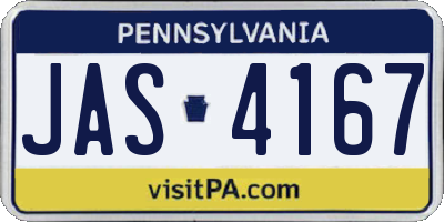 PA license plate JAS4167