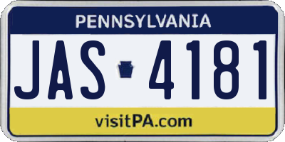 PA license plate JAS4181