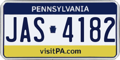 PA license plate JAS4182