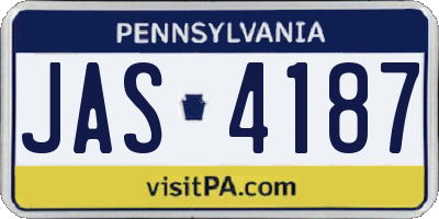 PA license plate JAS4187