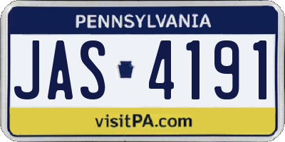 PA license plate JAS4191