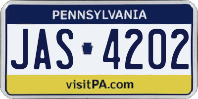 PA license plate JAS4202