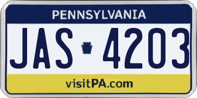 PA license plate JAS4203