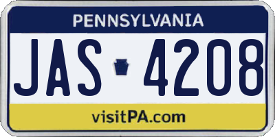 PA license plate JAS4208