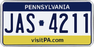 PA license plate JAS4211