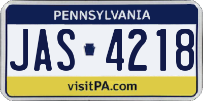 PA license plate JAS4218