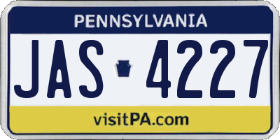 PA license plate JAS4227