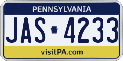 PA license plate JAS4233