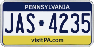 PA license plate JAS4235