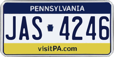 PA license plate JAS4246