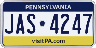 PA license plate JAS4247
