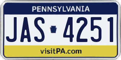 PA license plate JAS4251