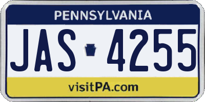 PA license plate JAS4255