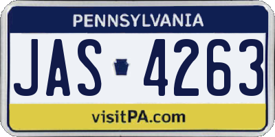 PA license plate JAS4263