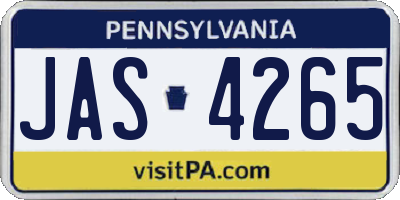 PA license plate JAS4265