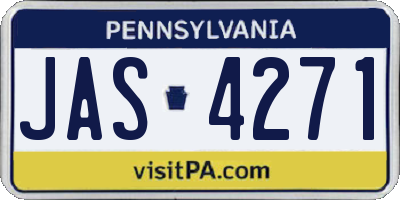 PA license plate JAS4271