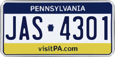 PA license plate JAS4301