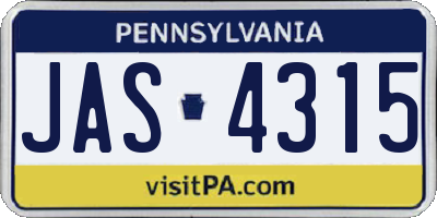 PA license plate JAS4315
