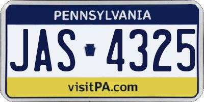 PA license plate JAS4325