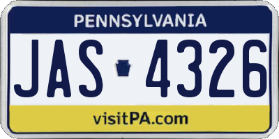 PA license plate JAS4326