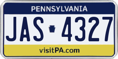 PA license plate JAS4327