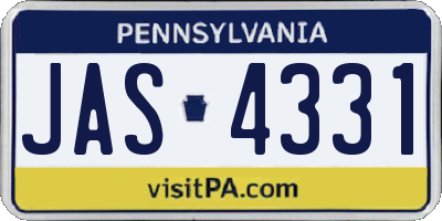 PA license plate JAS4331