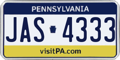 PA license plate JAS4333