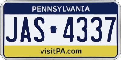PA license plate JAS4337