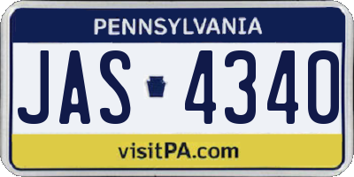 PA license plate JAS4340