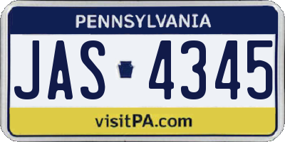 PA license plate JAS4345