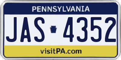 PA license plate JAS4352