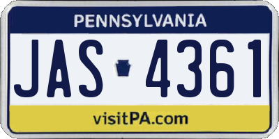 PA license plate JAS4361