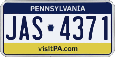 PA license plate JAS4371