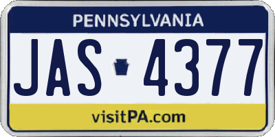 PA license plate JAS4377