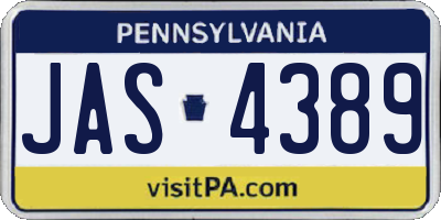 PA license plate JAS4389
