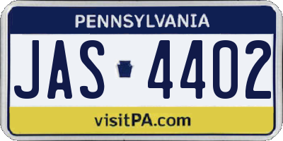 PA license plate JAS4402