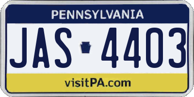 PA license plate JAS4403