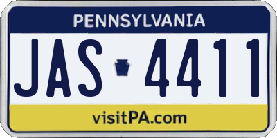 PA license plate JAS4411