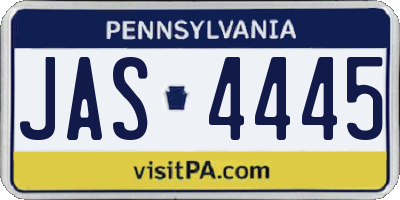PA license plate JAS4445