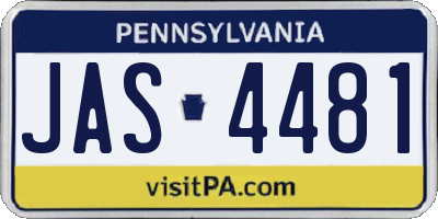 PA license plate JAS4481