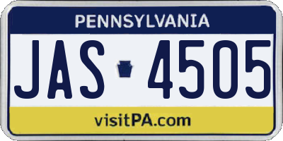 PA license plate JAS4505