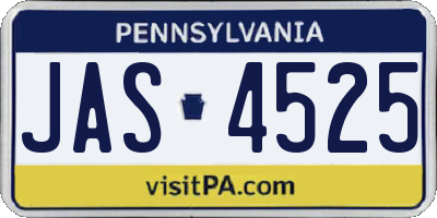PA license plate JAS4525