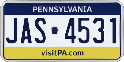 PA license plate JAS4531