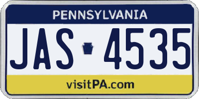 PA license plate JAS4535
