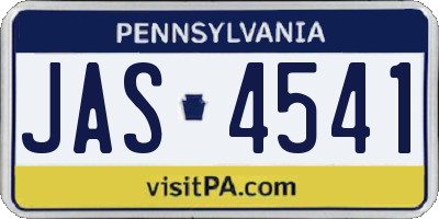 PA license plate JAS4541